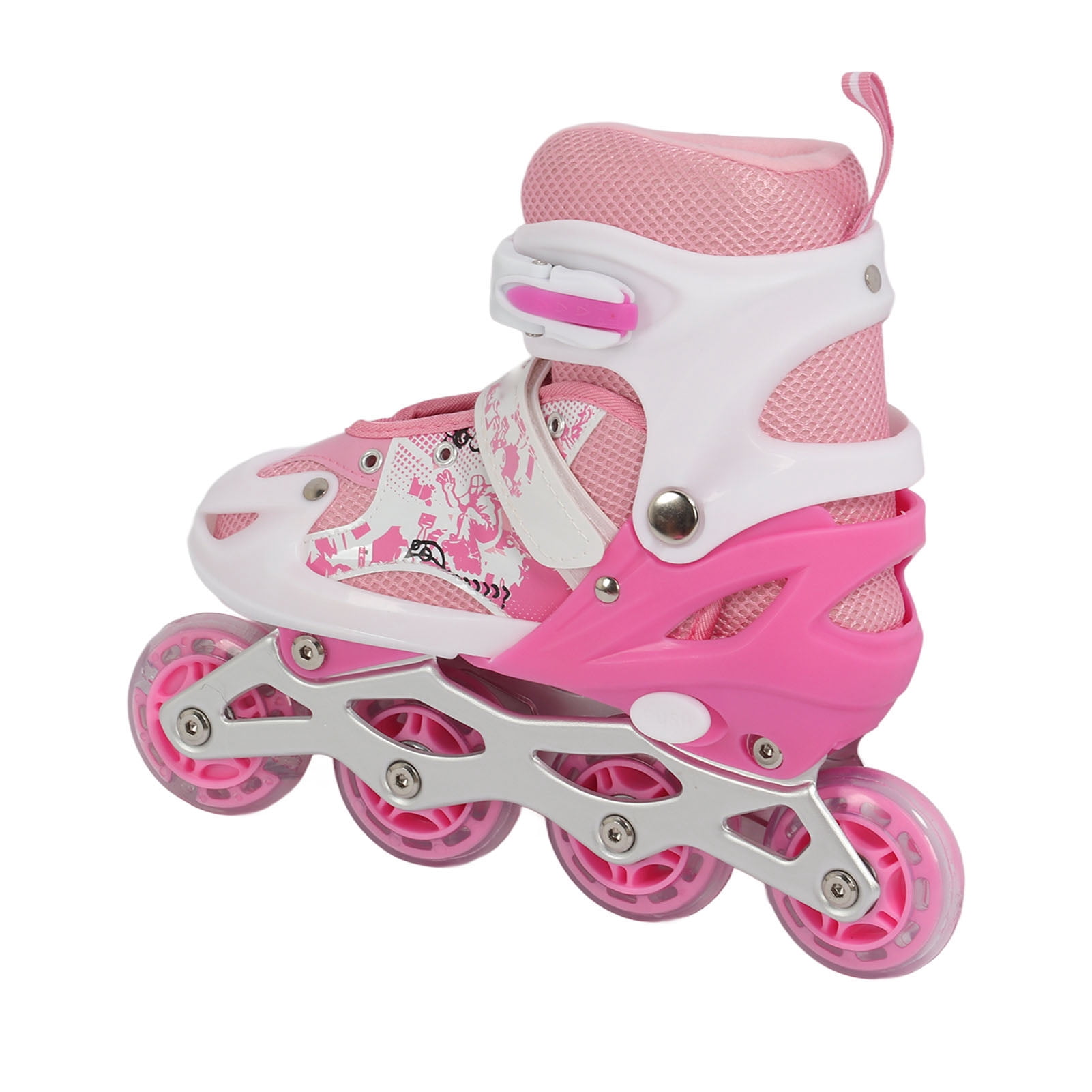 M Buder Adjustable Inline Skates for Kids Boys Girls, Blade Roller Skates with Light Up Wheels, Complete Set with Helmets and Pads for Indoor Outdoor Skating Activities (14.17 in / 36 cm Packaging)
