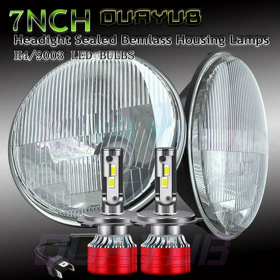 Pair 7" Inch Round LED Headlights Hi/LO Sealed Beam For Hummer H2 2003-2009