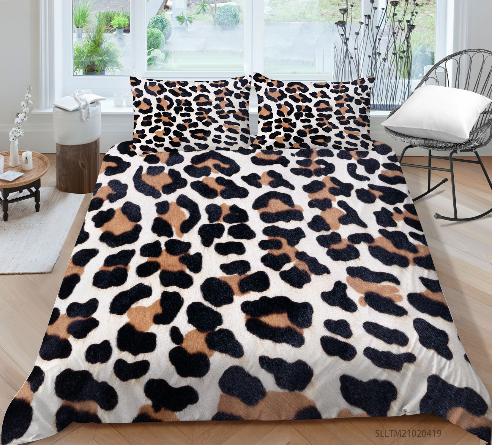wenjialing Fashionable 3D Leopard Printing Duvet Cover Set Highend