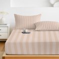 thumbnail image 6 of King Size Fitted Sheet Set - Peach Pink Stripes 3 Piece Bedding Sets 16" Deep Pocket Fitted Sheet with 2 Pillowcases, Modern Vertical Lines Geometric Simple Brushed Microfiber Hotel Luxury Bed Sheets, 6 of 9