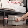 thumbnail image 2 of EnHomee Canopy Bed Frame Queen with Headboard Upholstered Bed Frame with 2 Storage Drawers & LED Lights & Charging Station & 4 Removable Posts,Grey, 2 of 9