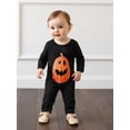 thumbnail image 2 of Pijamas familiares a juego para Halloween, peleles para bebé/ropa para perro/camisetas de manga larga y pantalones con estampado de calabaza., 2 of 7