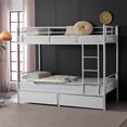 thumbnail image 2 of UBesGoo Twin Over Twin Bunk Bed with 2 Storage Drawers, Separable Solid Metal Frame Loft Bed, Two Daybeds Conversion for Any Bedroom Layout, White, 2 of 10