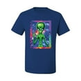 thumbnail image 2 of Wild Bobby, Trippy Alien in Space Peace Hand Pop Culture Men's Graphic T-Shirt, Royal, 3XL, 2 of 3