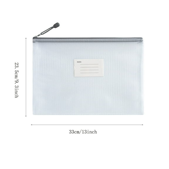 Zipper Mesh Document Pouch, A4, Plastic Water-Resistant File Bags, for School Office Supplies, Cosmetics Travel Storage, Assorted Color