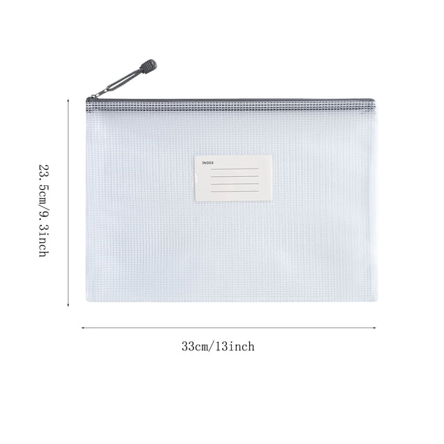 Rbaofujie Sacs à Fermeture Éclair en Maille Sac pour Documents Pochettes A4 pour Documents Chemises Fournitures de Rentrée Scolaire