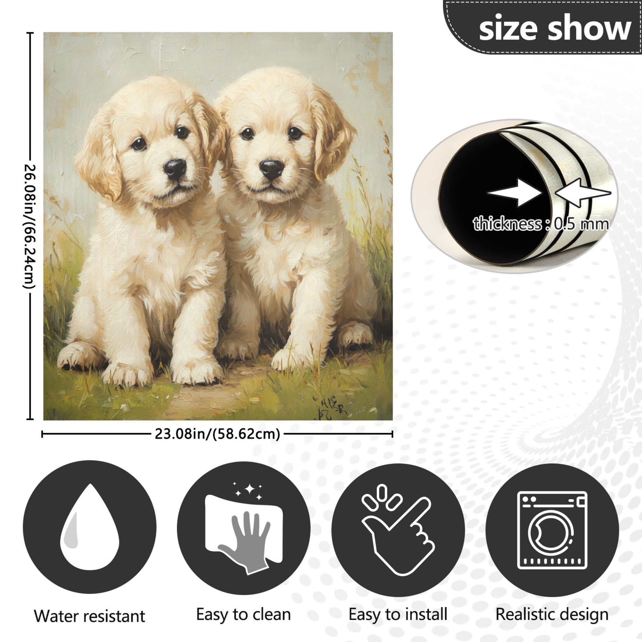 Dishwasher Magnetic Sticker 23x26 Inch Refrigerator Magnetic Sticker Washing Machine Magnetic Sticker Kitchen Panel Magnetic Sticker Home Decor Beautiful Two White Dogs