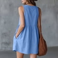 thumbnail image 7 of Gamivast Dresses for Women Sleeveless Button Front Mini Dress with Pockets Casual Loose Fit Scoop Neck Swing Sundress Summer Vacation Dress Blue L, 7 of 7