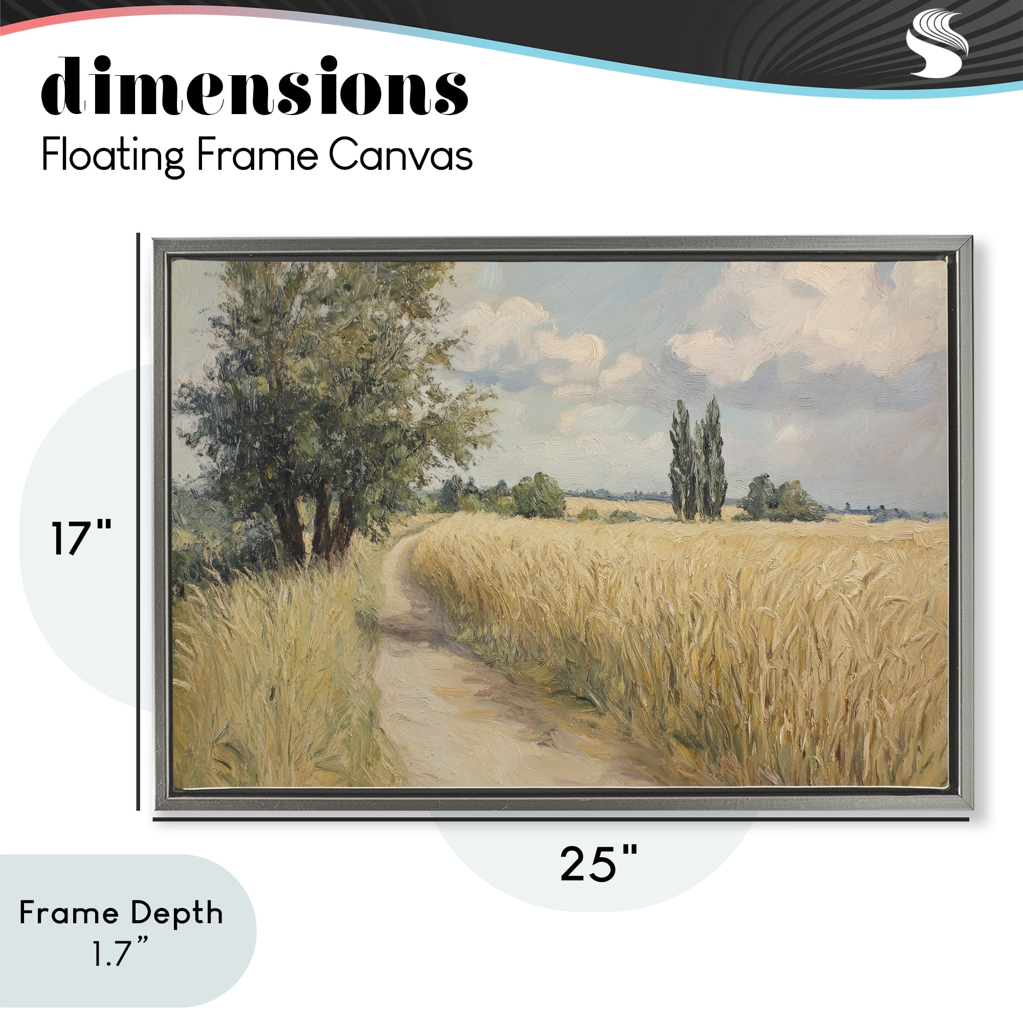 Stupell Industries Quiet Path Through Wheat Gray Framed Floater Canvas Wall Art, design by Petal Prints Design
