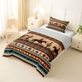thumbnail image 2 of Homewish Bohemian Cowboy Twin Comforter Sets,Rustic Boho Stripes Bedding Set,Brown Teal,Light Gray Reversible,2pcs,1 Comforter and 1 Pillowcase, 2 of 7