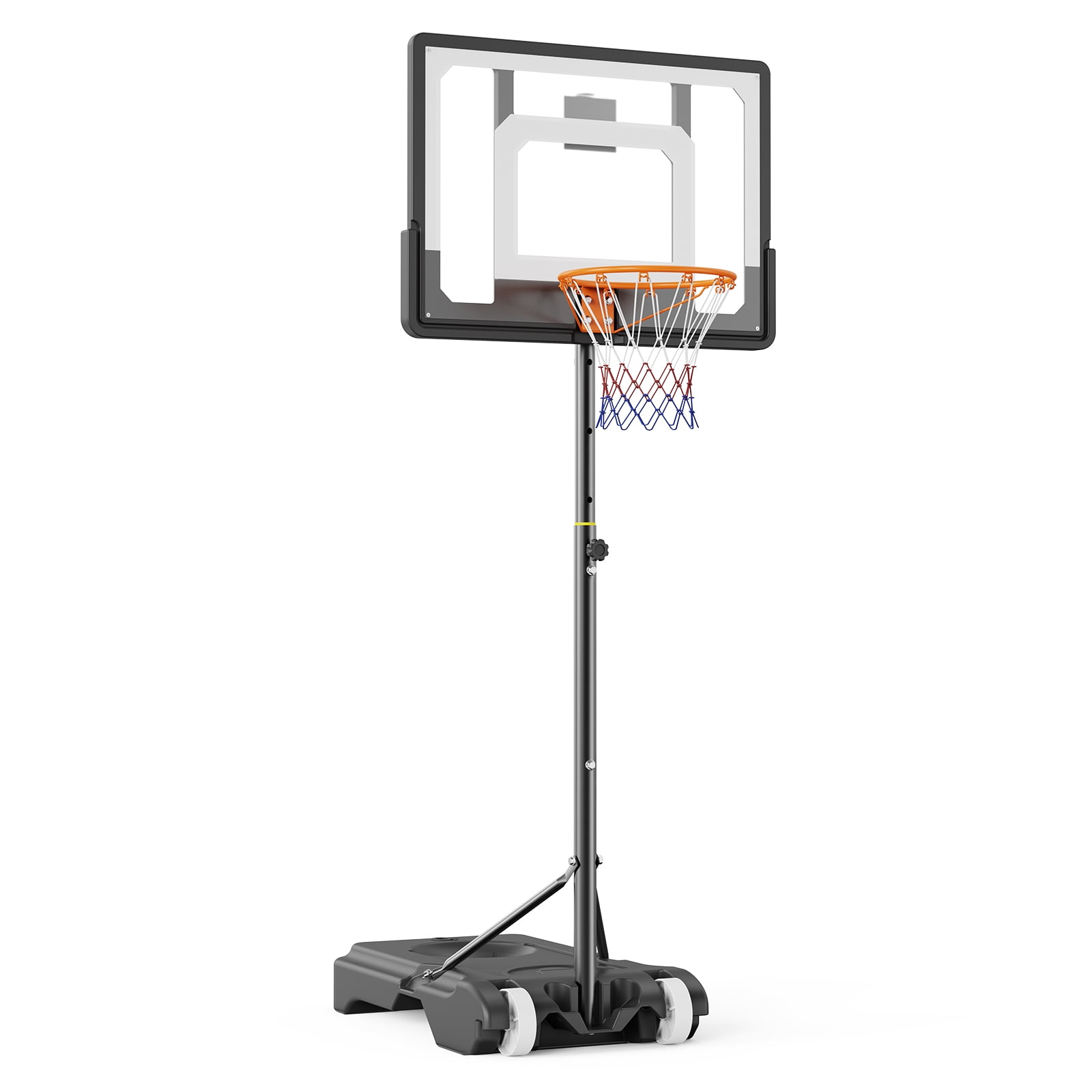 KFFKFF 32 Inch Basketball Hoop 5-7 Feet Adjustable Height Premium PC Backboard Portable Basketball Hoop Goal System with Wheels for Teenagers Indoor Outdoor Basketball Game