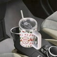 thumbnail image 5 of Santa and Reindeer Christmas Tumbler with Lid and Straw, Holiday Sleigh Pattern Travel Cup, 5 of 9