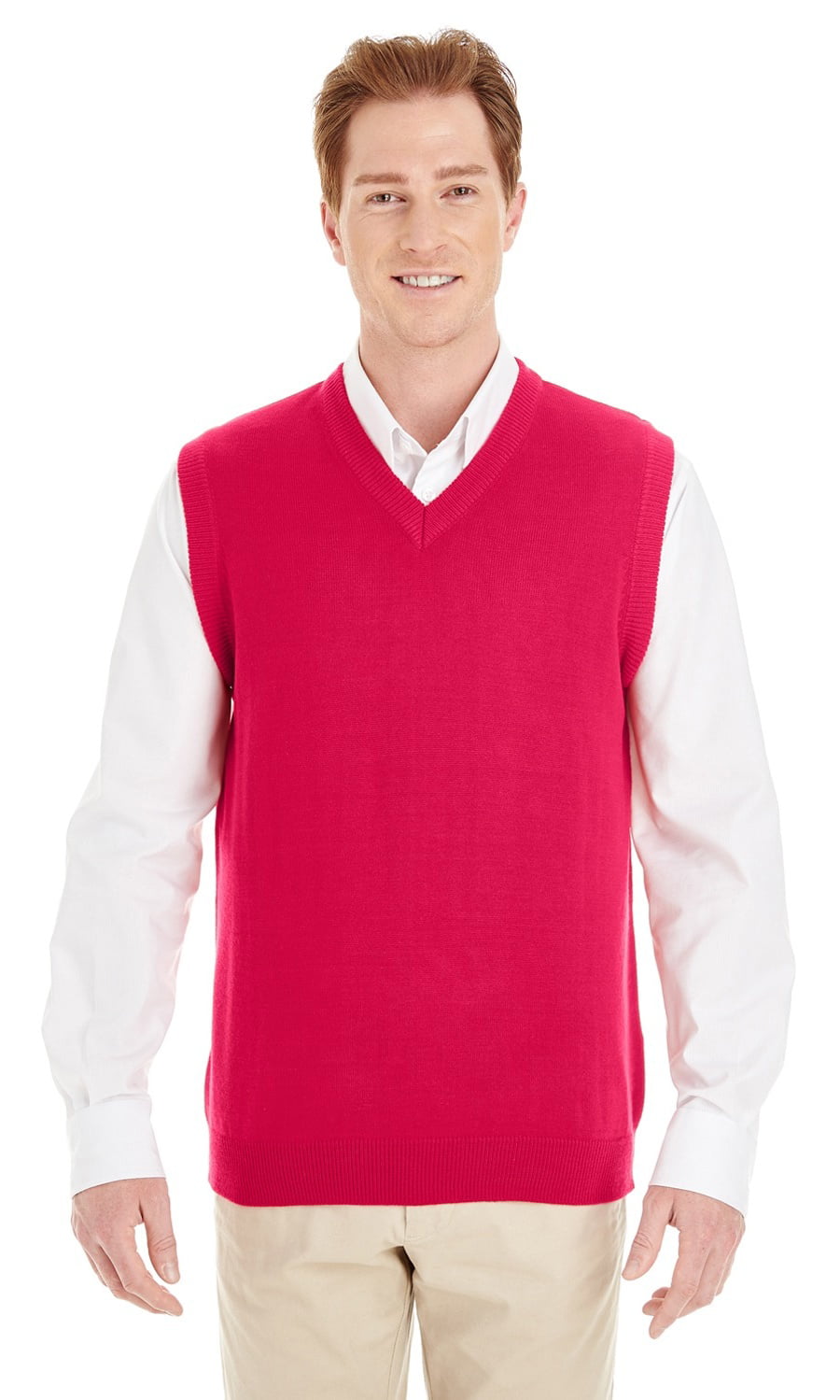 Harriton - The Harriton Mens Pilbloc V-Neck Sweater Vest - RED - 2XL ...