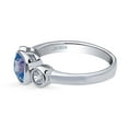 thumbnail image 3 of BERRICLE Sterling Silver 3-Stone Purple Aqua Cushion Cut Cubic Zirconia CZ Kaleidoscope Fashion Ring for Women, Rhodium Plated 1.25 Carat Size 10, 3 of 9