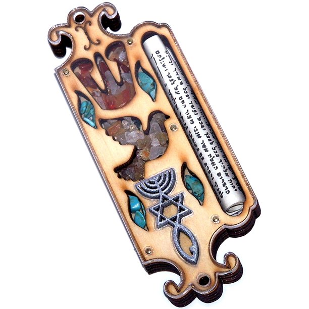 Beautiful Messianic Seal Mezuzah - 3.5 Inch Pewter Case With Kosher Scroll For Home Blessing & Protection