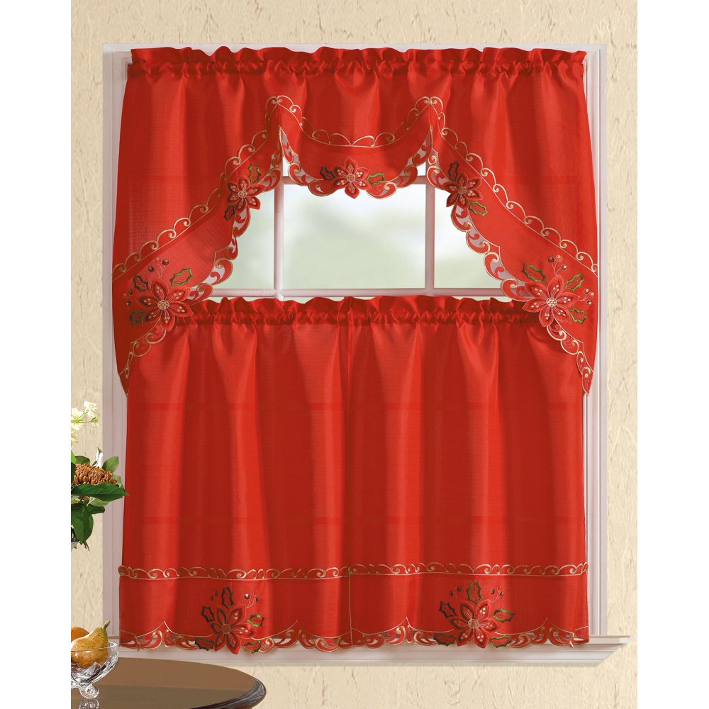 All American Collection New 3pc Christmas Holiday Design Embroidered