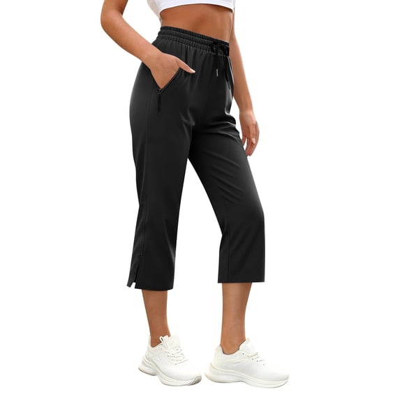 MLQIDK Womens Capris for Summer Crop Capri Pants Knee Length High Waisted Pedal Pushers Dressy Casual Capri Capris with Pockets Black S