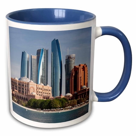 3drose, Uae, Abu Dhabi. Etihad Towers and Emirates Palace Hotel, 11oz Two-tone Blue Mug