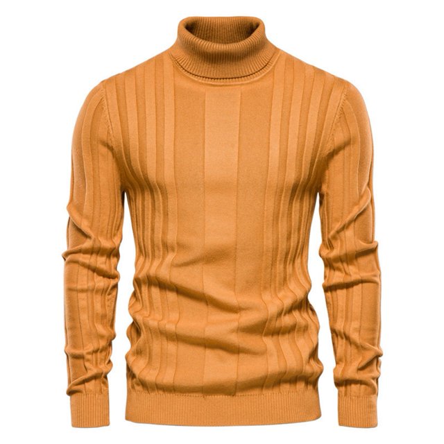 WOLLED For Men High Collar Knitted Top Fall Winter Sweater Comfort-Fit Plain Solid Pullover
