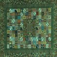 thumbnail image 1 of Ahgly Company Machine Washable Indoor Square Abstract Turquoise Blue Contemporary Area Rugs, 3' Square, 1 of 4