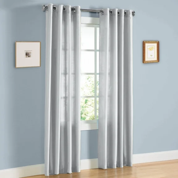 1PC NANCY SILVER SEMI SHEER PANEL GROMMET TOP SHEER CURTAIN WINDOW DRAPE DÉCOR HOMME SIZE 55" WIDE X 63" LENGTH