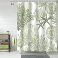 thumbnail image 2 of Shower Curtain Sage Green Coral Shower Curtains for Bathroom Decor Seashell Starfish Marine Life Shower Curtain Sets with Hooks Waterproof Fabric Bath Curtain Extra Long 72" X 84", 2 of 6