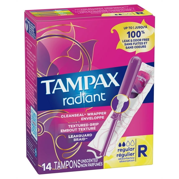 Tampax Tampons Radiant Regular 14 Count (Pack of 2)