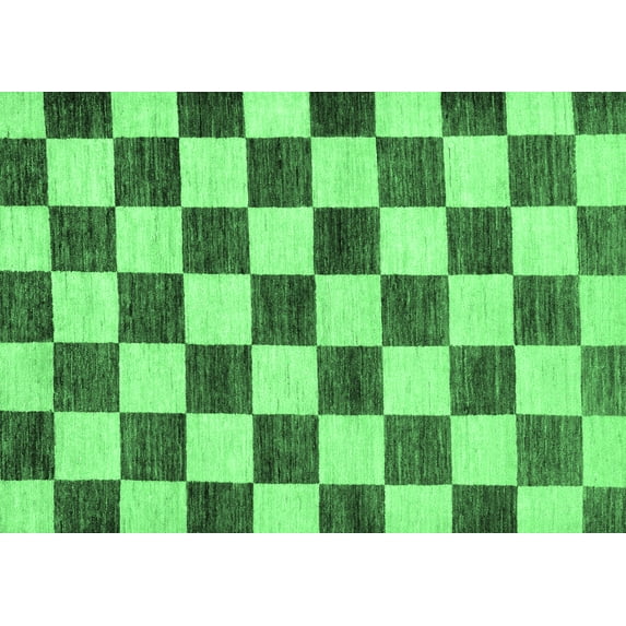 Ahgly Company Indoor Rectangle Checkered Emerald Green Modern Area Rugs, 2' x 5'