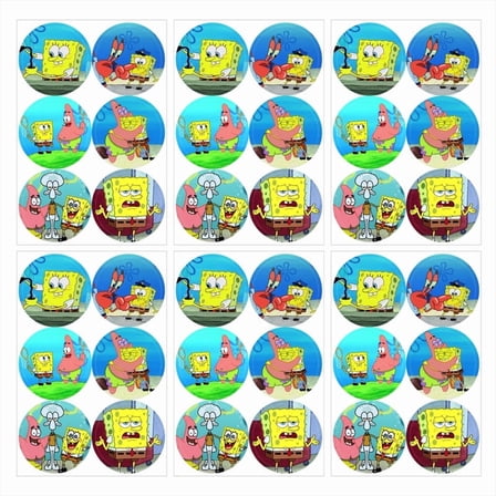 SpongeBob SquarePants Stickers Party Favors Labels Birthday Thank You Themed Round Circle Baby Shower 60pcs