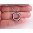 thumbnail image 3 of Rag Jewels 2.20 Ct Round Cut Blue Sapphire & Diamond Womens Cricle Pendant 14K White Gold Plated 925 Sterling Silver, 3 of 4