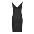 thumbnail image 5 of IROINNID Sheath Dress For Women Suspenders V-Neck Pleated Slit Hip Wrap Dress Short Solid Color Dress, 5 of 5