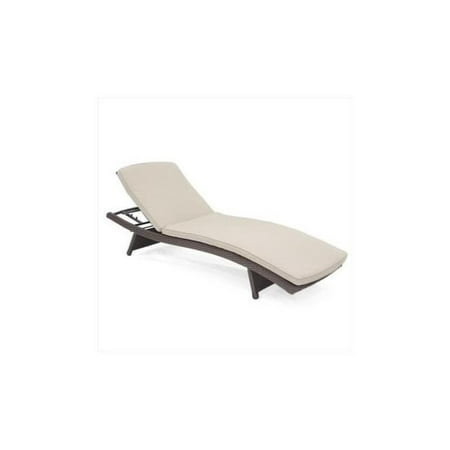 Jeco Wicker Adjustable Chaise Lounger in Espresso with Tan