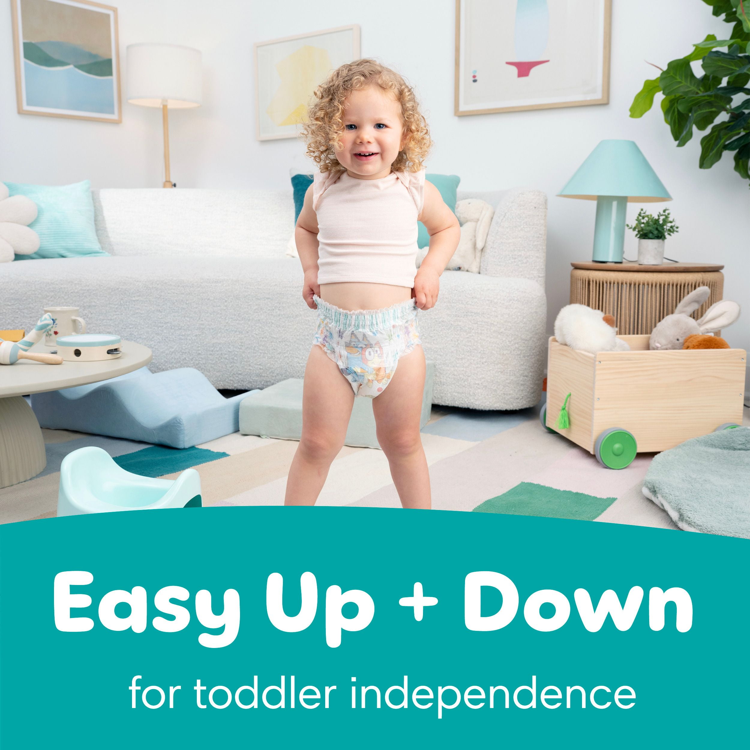 Pampers Easy Ups Girls & Boys Potty Training Pants, Size 6 (4T5T), Bluey Absorbent Training Underwear, Up to 100% Leakproof Day and Night, Hypoallergenic