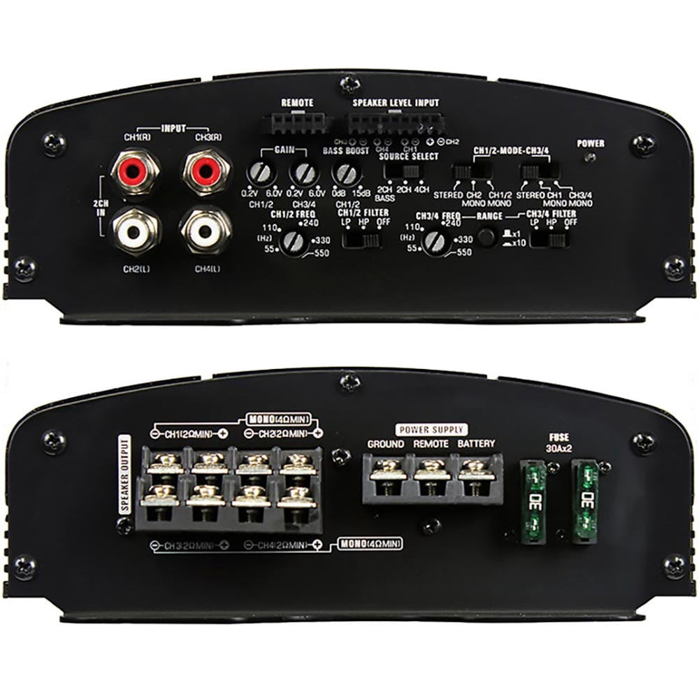 Audiopipe APDLO-2504 4-Channel 2100W Max Class-A/B MOSFET Car Power Amplifier