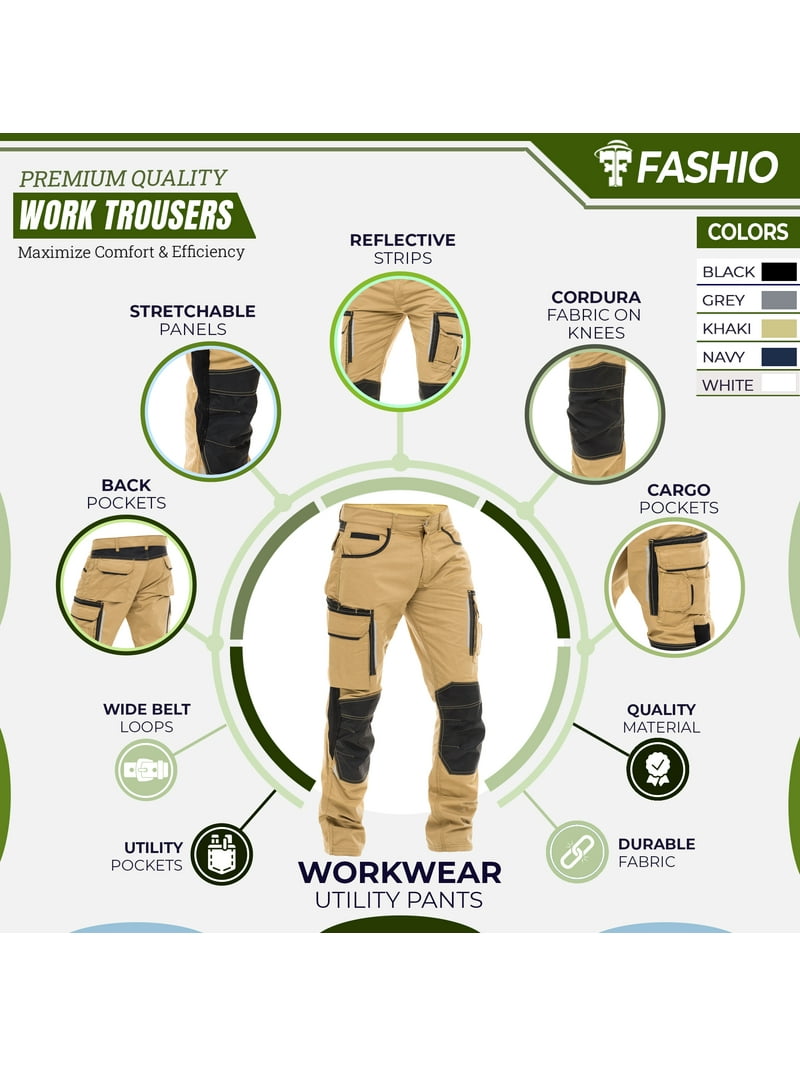 Mens Construction Pants Utility Work Heavy Duty Workwear