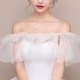 thumbnail image 3 of Vestido de novia, vestido de novia, cheongsam, cuello alto, encaje, malla, chal, capa, borla, 3 of 6
