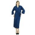 thumbnail image 4 of Bimba Women Long Solid Belt Robe Soft Modal Cotton Wrap Round Plain Bath Robe, 4 of 7