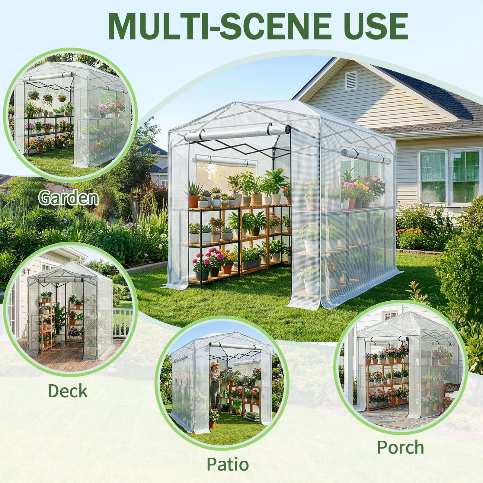 Ktaxon Pop Up Greenhouse Tent, 6x8ft Instant Walk-in Design with White Weatherproof PE Cover