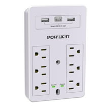 Wall Mount Surge Protector - 6 AC Outlets, 3 USB (1 USB-C) Charging Ports, Surge Protection for Home, Office