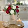 thumbnail image 2 of Artificial Flowers Fake Flower Bouquet with Red Rose Chrysanthemums Flowers Silk Floral Arrangements for Home Mother's Day Cemetery Grave Memorial Day Wedding Decor inch, 2 of 5