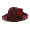 thumbnail image 1 of Ferrecci Burgundy Wool Crushable Fedora with Removable Feather - Unisex, Men’s, Women’s Traveler Hat (Large 59cm-7 3/8), 1 of 3