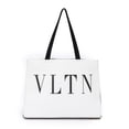 thumbnail image 1 of Pre-Owned Valentino White/Black Logo Shopping Tote Shoulder Bag Calfskin Leather, 1 of 8