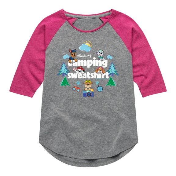 Paw Patrol - This Is My Camping Sweatshirt - Toddler And Youth Girls Raglan Graphic T-Shirt