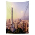 thumbnail image 3 of Ambesonne Landscape Tablecloth Rectangular Table Cover, Skyline Taipei Taiwan, 52"x70", Multicolor, 3 of 4