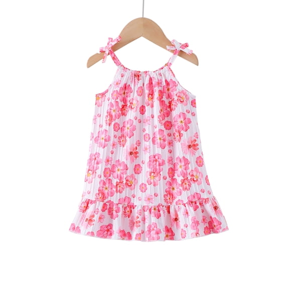 Baby Girls Clothes Toddler Girls Floral Dress 2T Girls Summer Dress 3T Girls Sleeveless Halter Dress Pink
