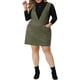 thumbnail image 2 of Vestido de tirantes de tamaño grande Agnes Orinda para mujeres del Día de San Patricio con escote en V, bolsillos, terciopelo, tirantes, mini falda 1X verde militar, 2 of 5