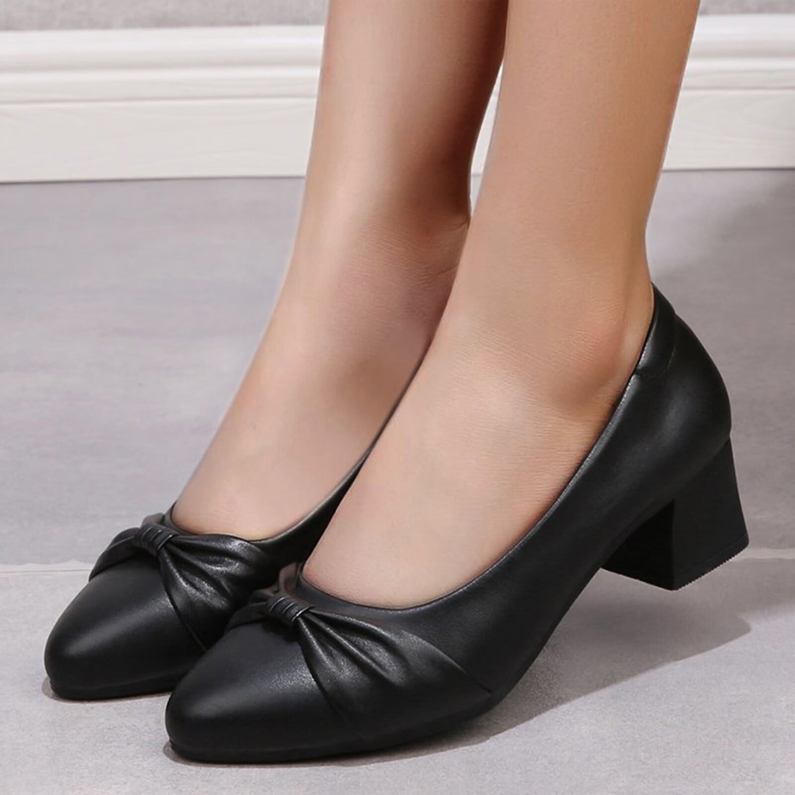 Amazon.com | Ankis Black Heels for Women - Women's Pumps - Comfy Close Toe  Heels - 3.15in Dress Shoes for Women - Comfortable Work Heels for Women -  Round Toe Black Heels