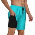 thumbnail image 3 of Balery Aqua Mens Swim Trunks Swim Shorts for Men Quick Dry Inseam Beach Shorts with Compression Liner Pocket-Small, 3 of 9