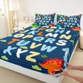 thumbnail image 4 of Catabedysis 3D Cartoon Dinosaur Bed Sheets For Boys,Educational Alphabet Print Full Size Sheets,4 Pieces,1 Flat Sheet, 1 Fitted Sheet and 2 Pillowcases, 4 of 6