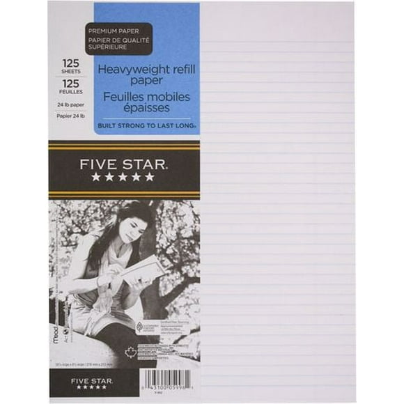 Five Star® Feuilles mobiles, 125 feuilles Five Star Feuil mobiles